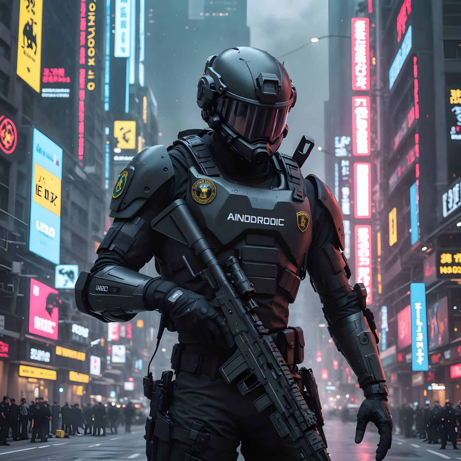 Android Military Police in Futuristic Style