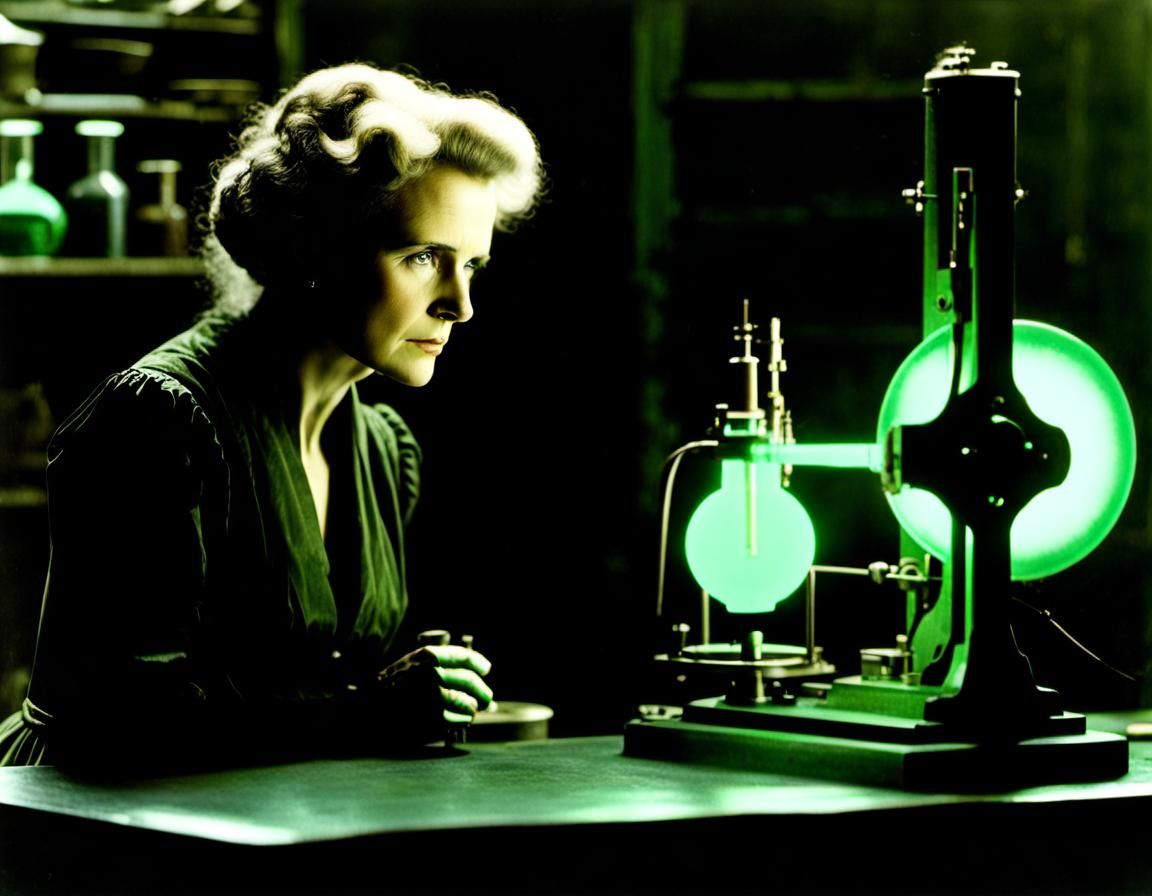 Marie Curie Contemplates Her X-Ray Machine