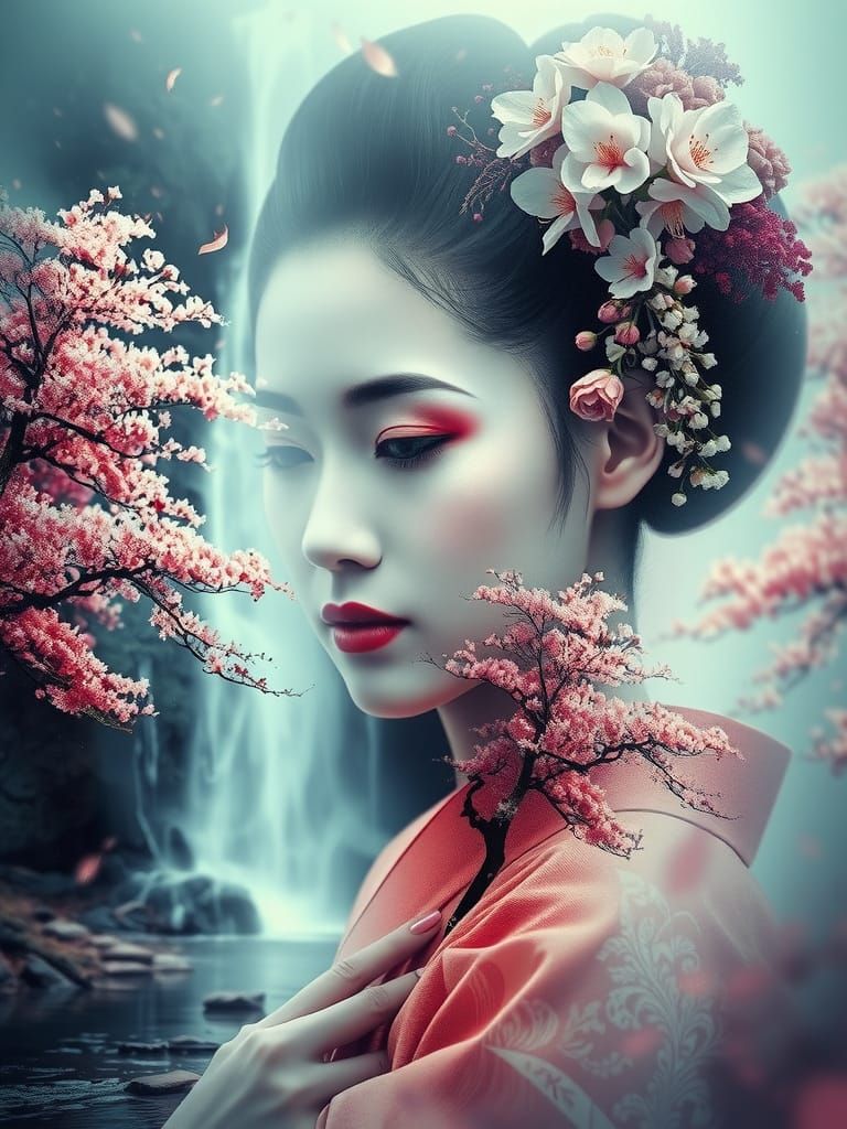 Ethereal Geisha in Sakura Wonderland