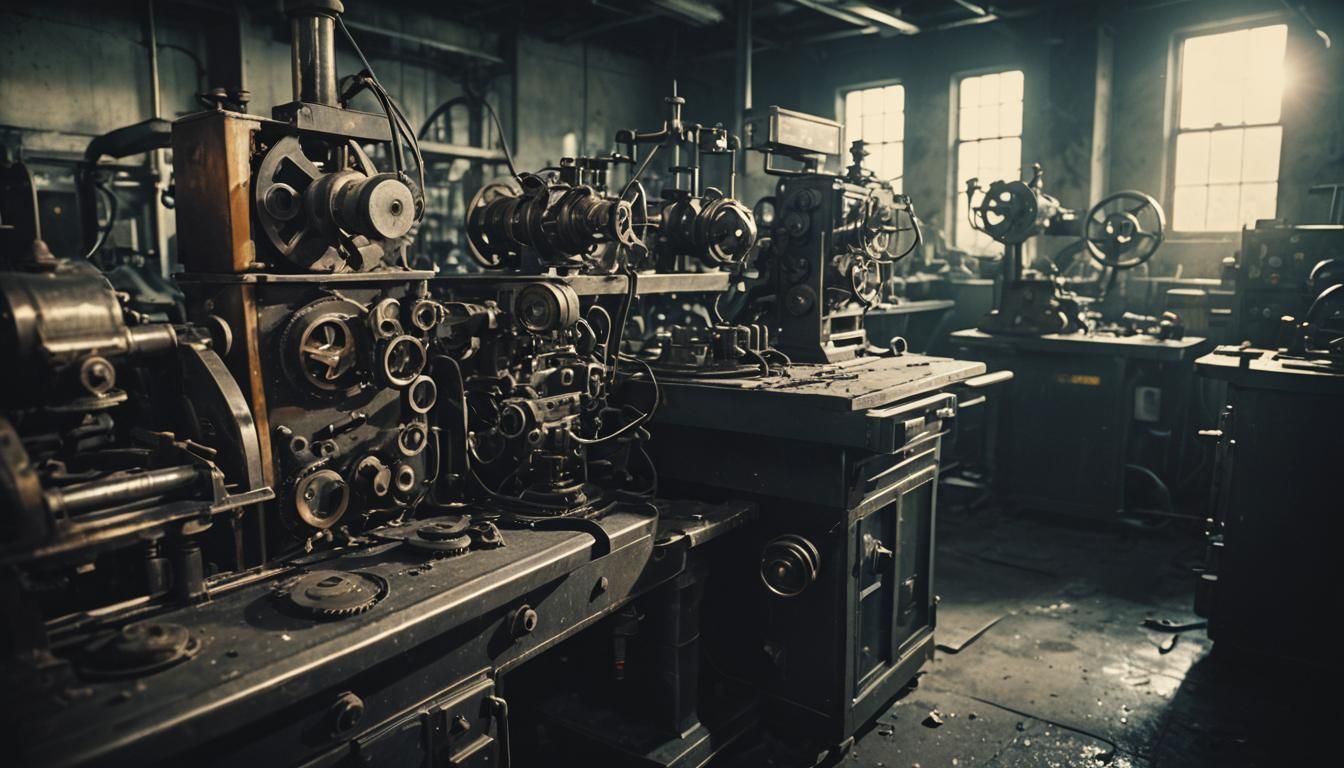 Abandoned Lab with Broken Machinery in Cinematic Style