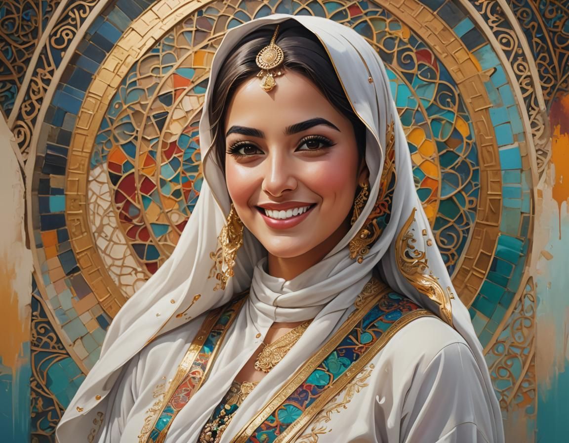 Beautiful Arabic Woman in Abaya with Loving Smile