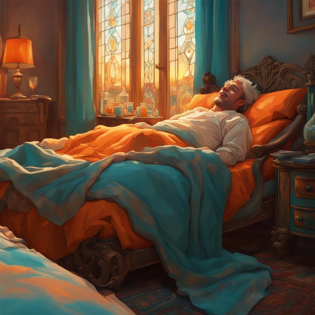 False Teeth Beside Sleeping Figure: Detailed Concept Art