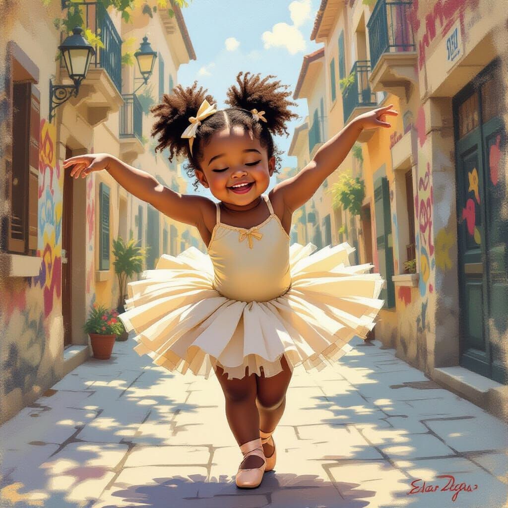 Chubby Black Girl Ballet Dancer in Degas Style