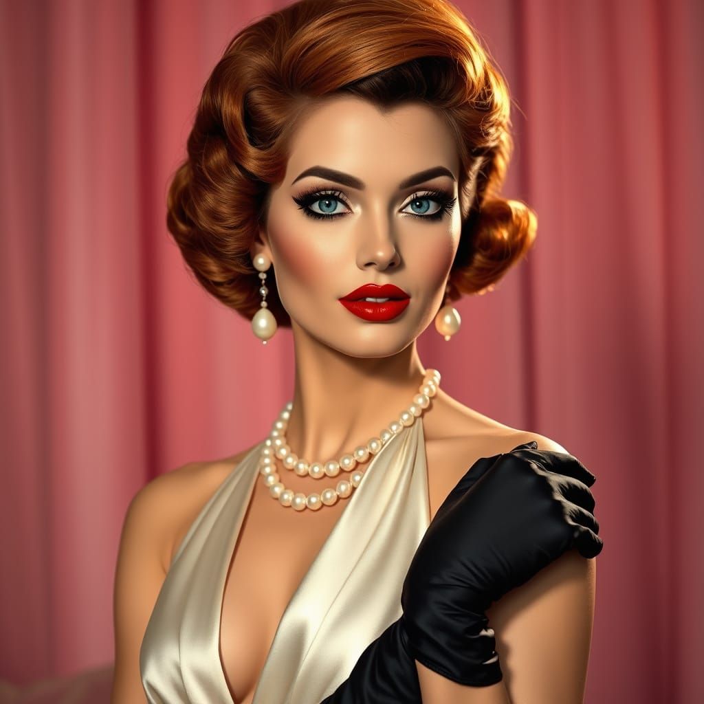 1960s Glamour Woman in Cinematic Illustration