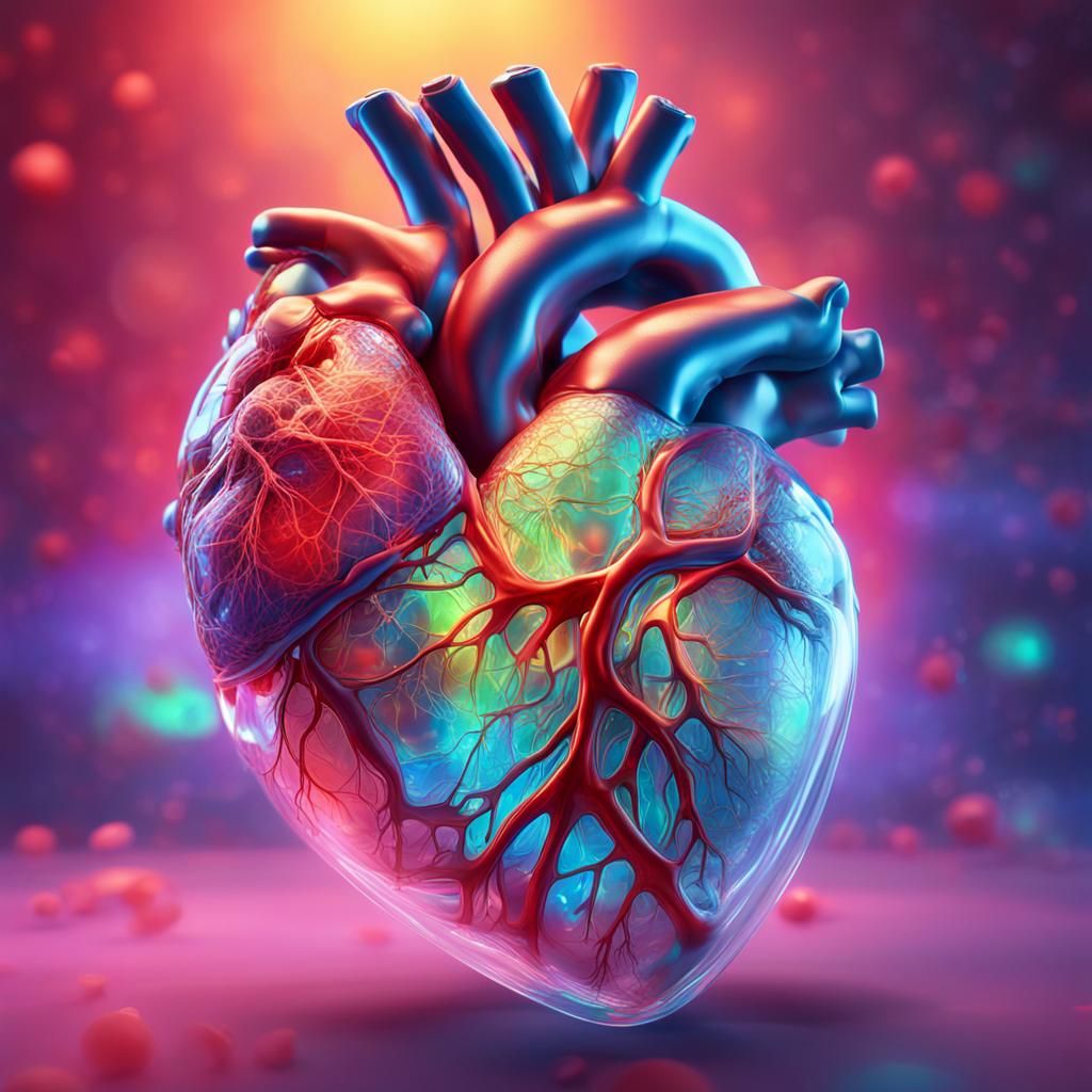 Intricate Human Heart Hologram in Scientific Study