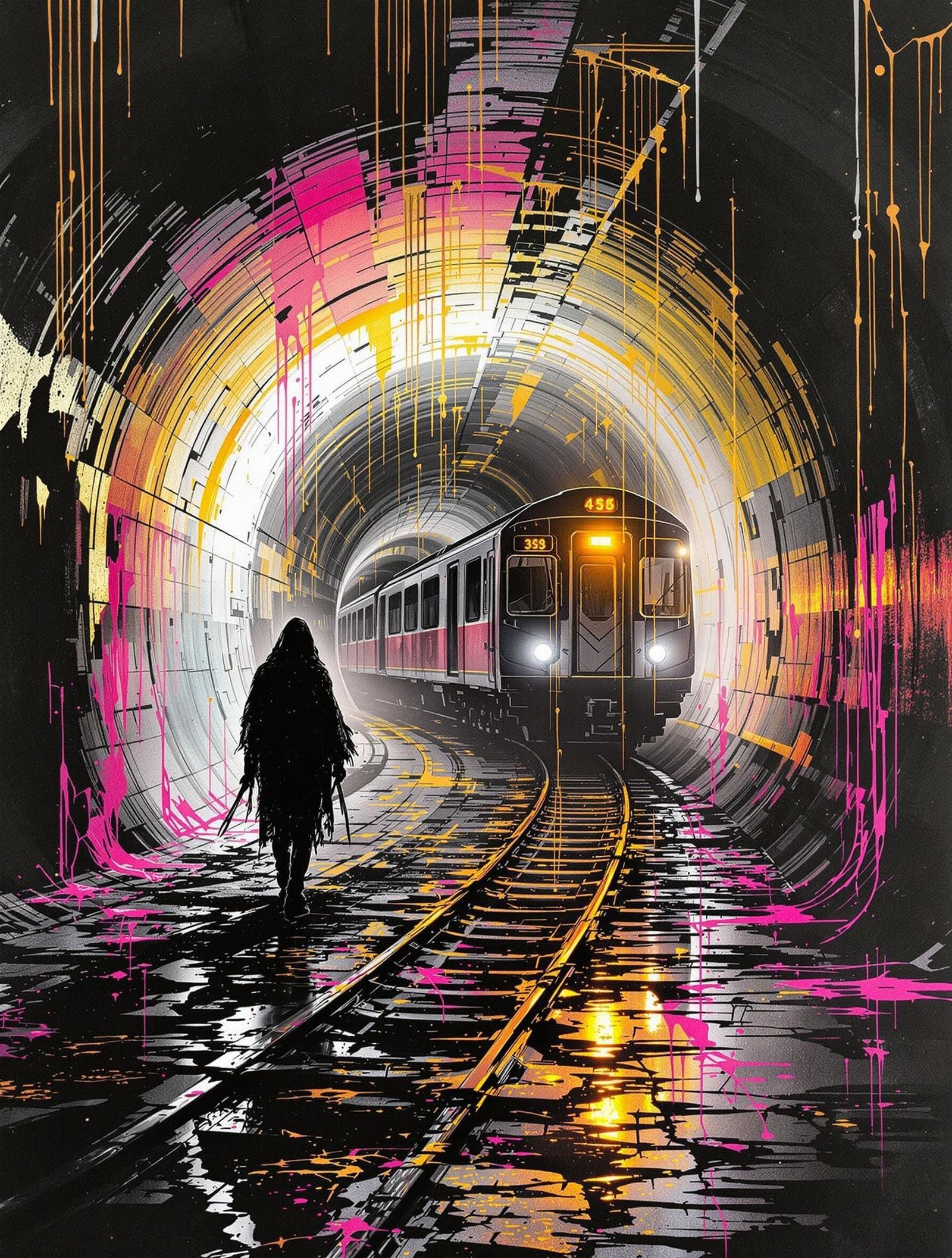 Abandoned Subway Tunnels in Neon Labyrinth