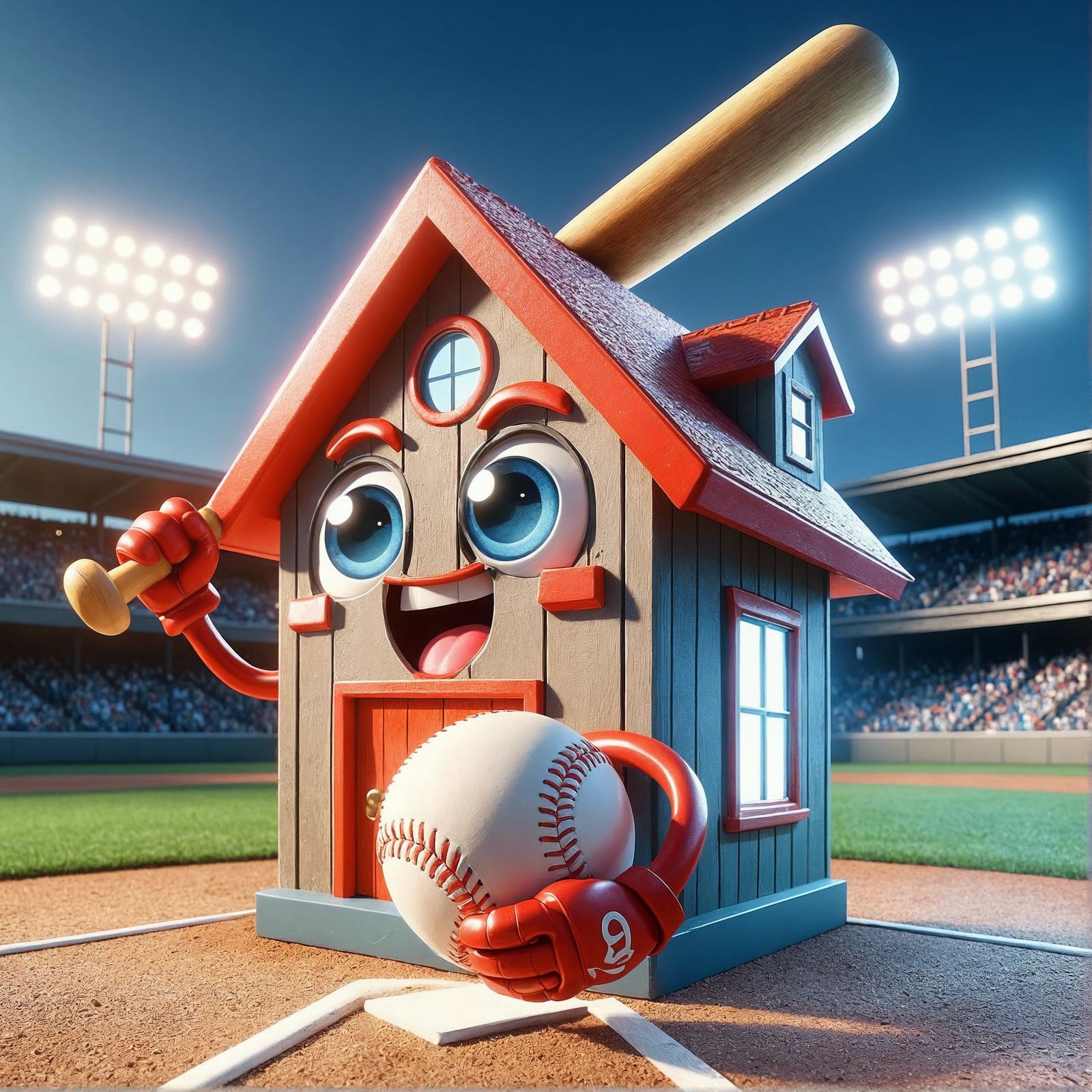 Anthropomorphic House Ready to Hit Home Run