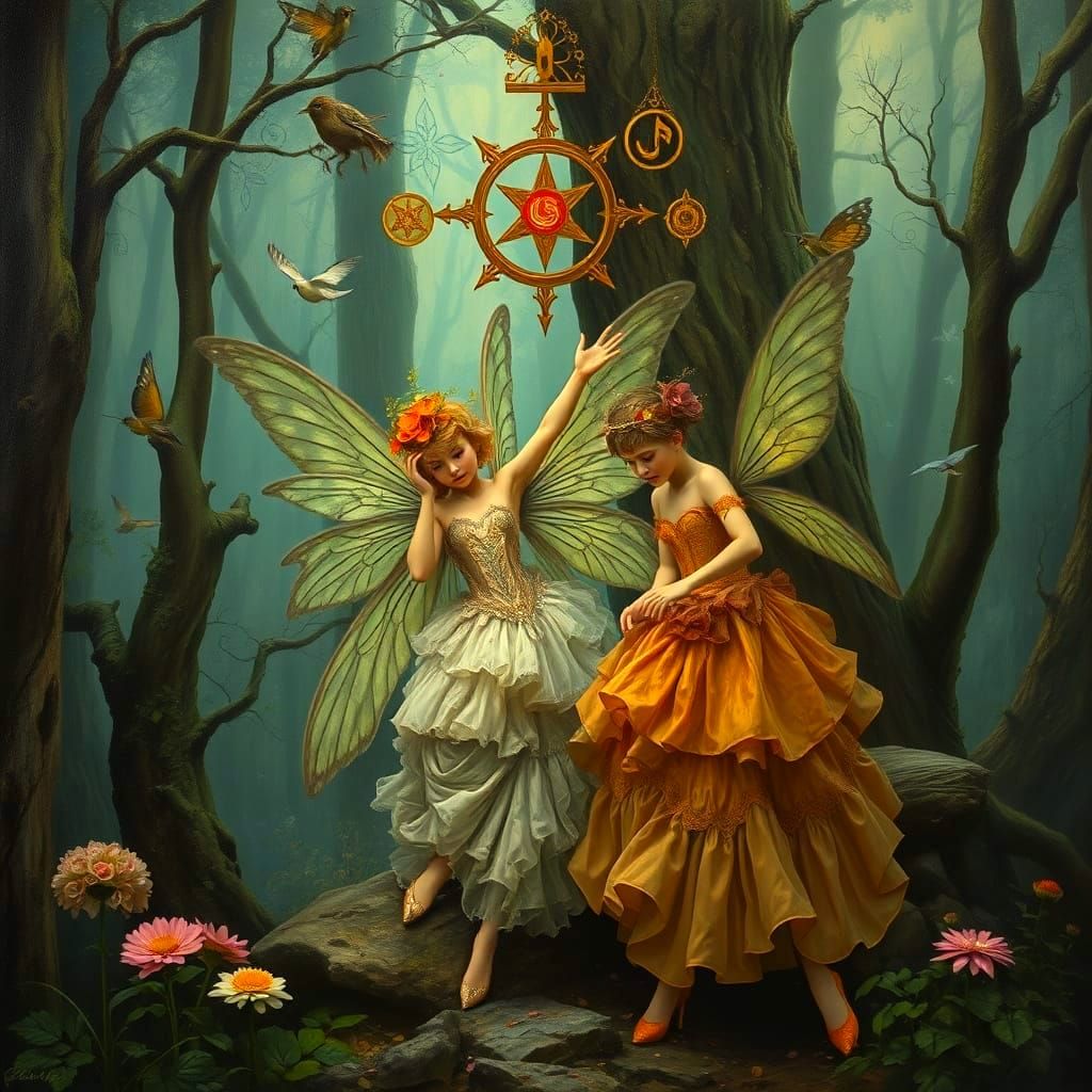 Fairies in Goya Style Oil Painting