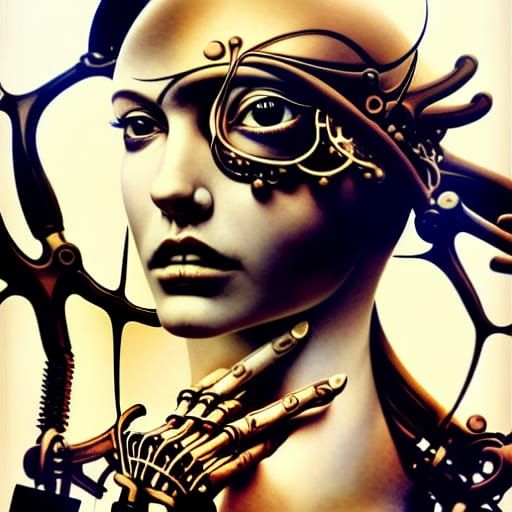 Biomechanical Goddess Oracle in Divine Lighting