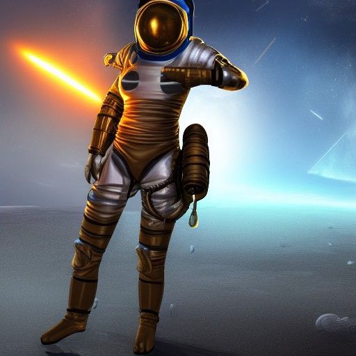 Female Space Warrior in Bronze Suit, Anime Art