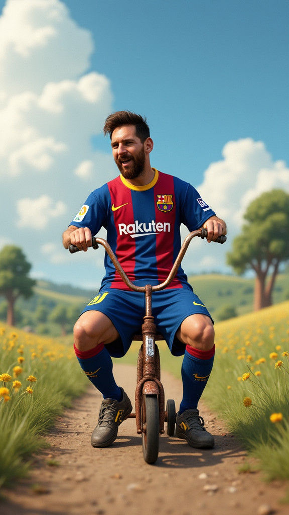 Messi on Tricycle: Fantasy Concept Art