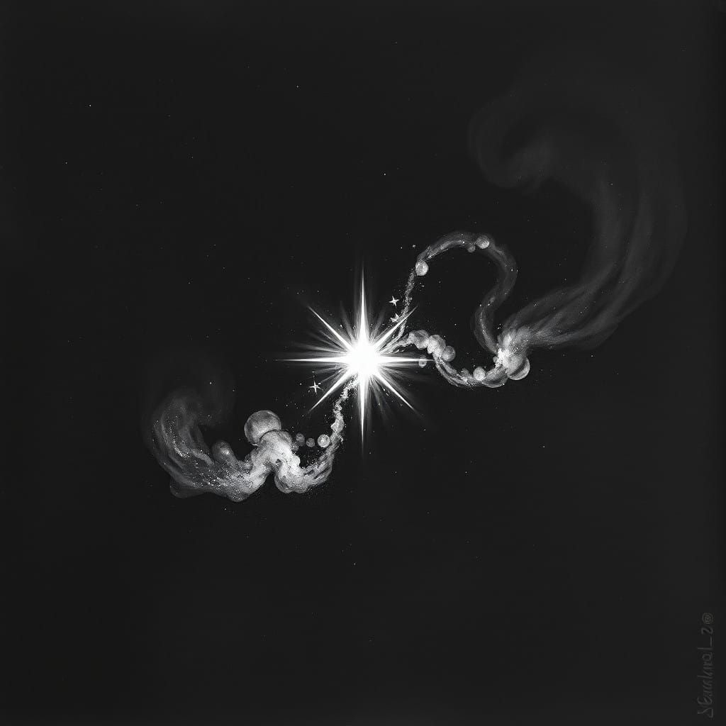 Cosmic Star in Charcoal Swirls