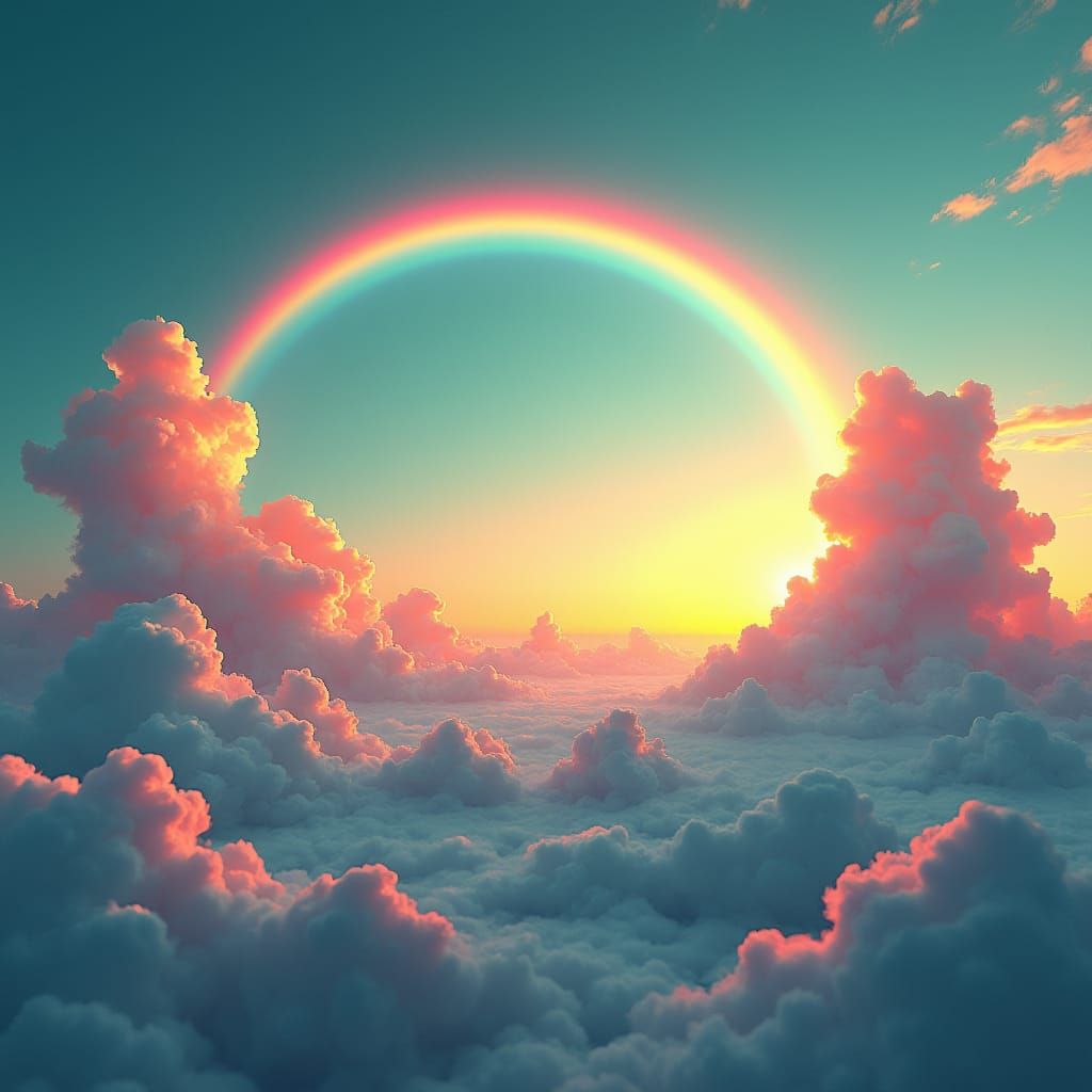 Ethereal Rainbow Sky in Detailed Matte Painting Style