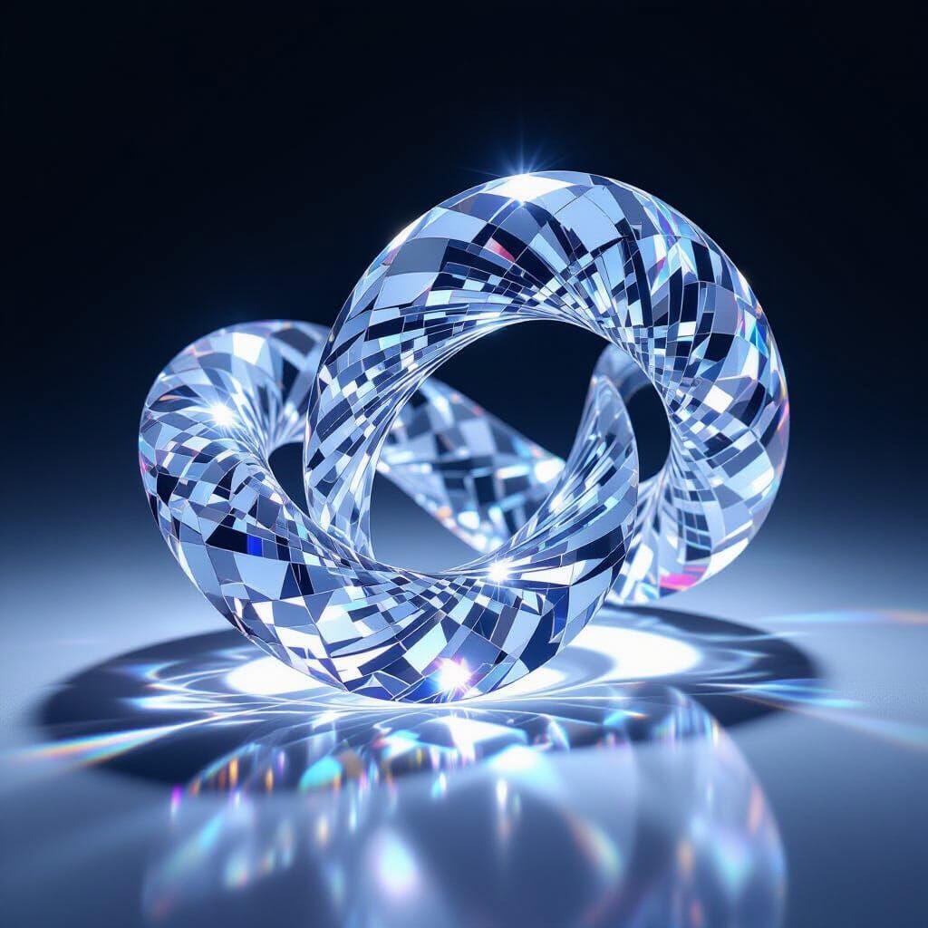 Crystal Moebius Strip with Intricate Carvings