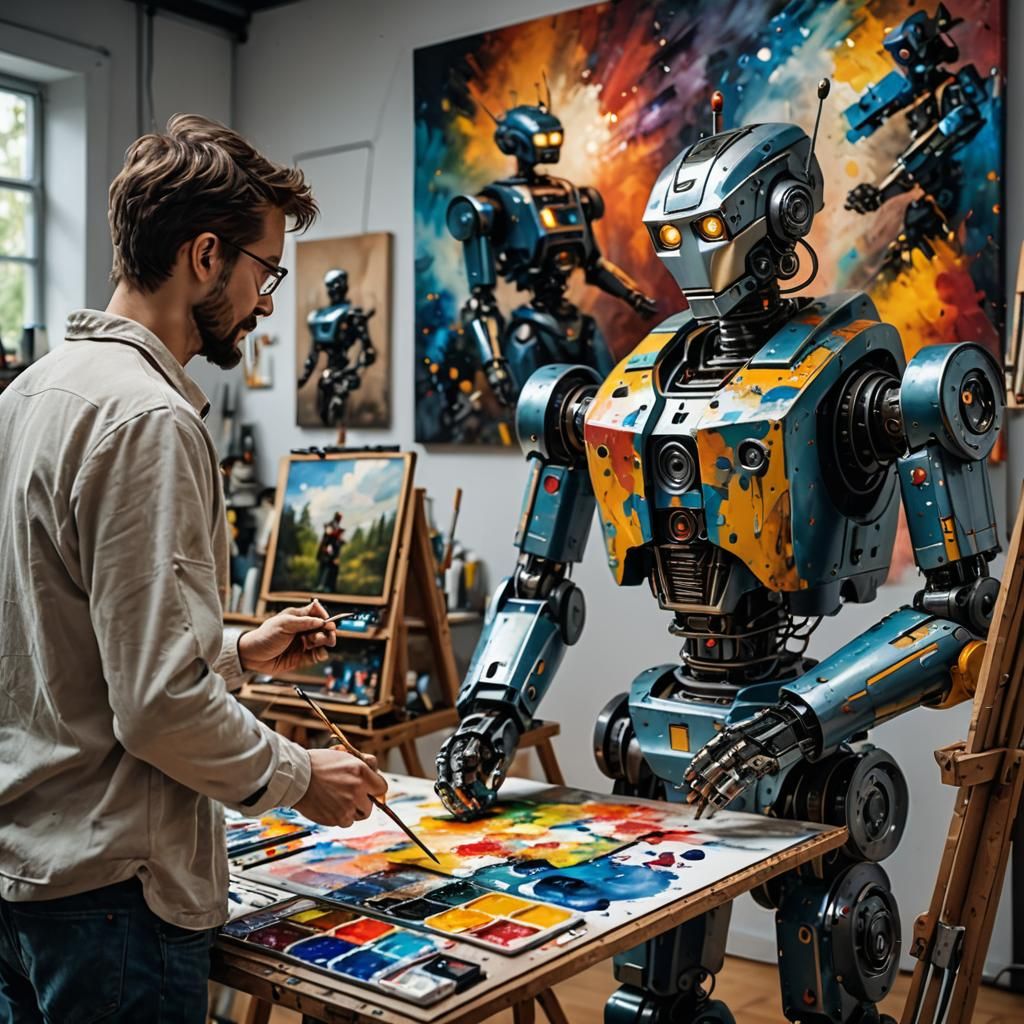 Robot and Painter Collaboration in Art Studio