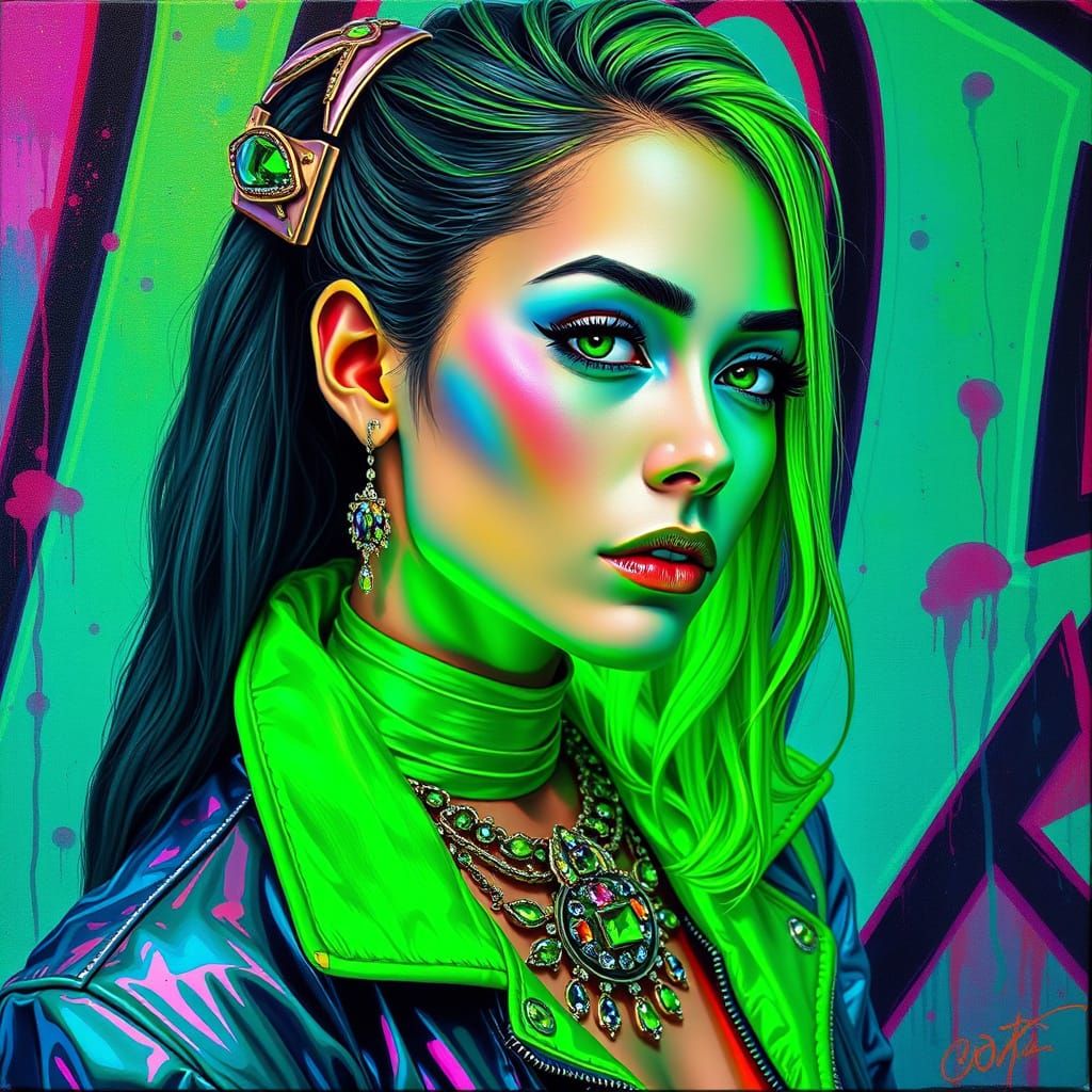 Hyperrealistic Portrait of a Futuristic Goddess in Neon and ...