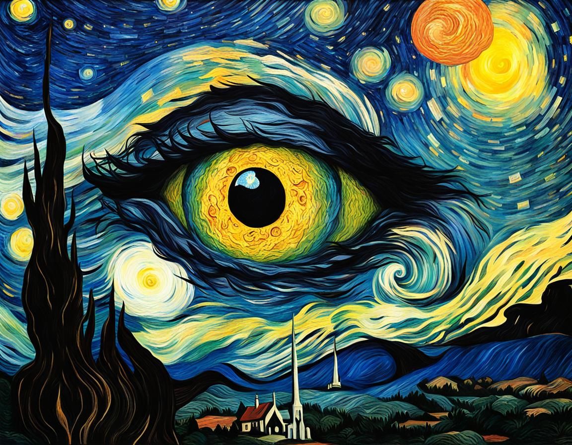 Eye of Sauron in Starry Night Style