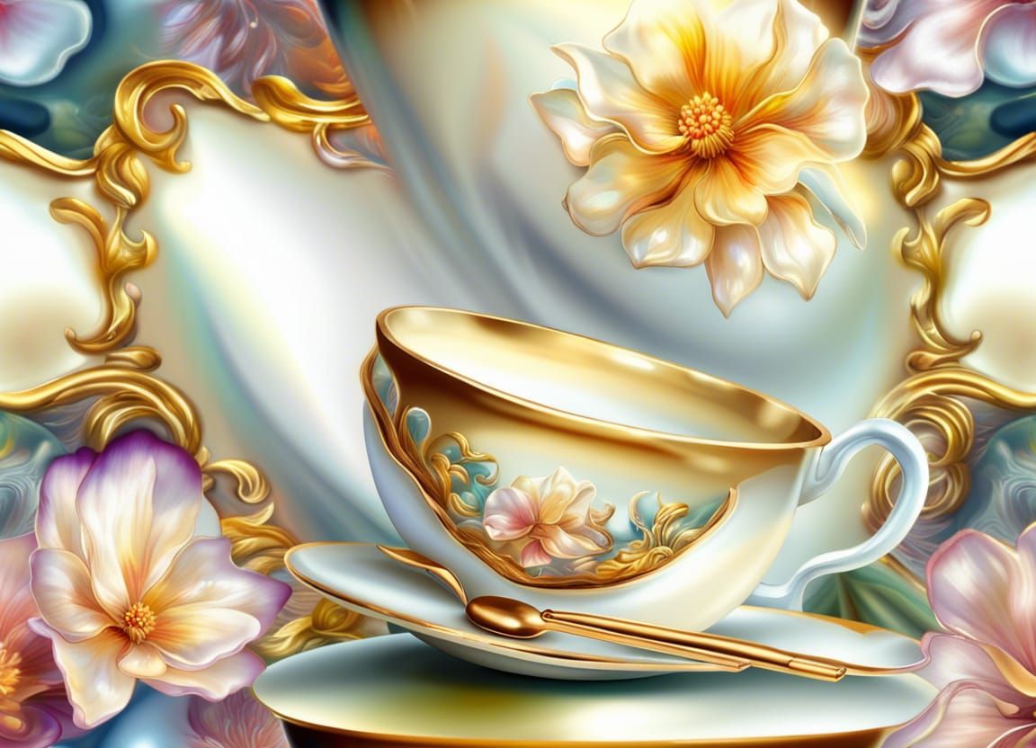 Golden Floral Fantasy in Oil on Canvas