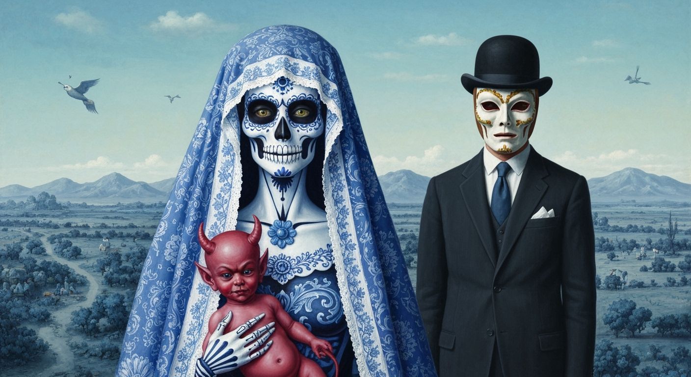 Catrina Holds Devil Baby in Surreal Mexican Landscape