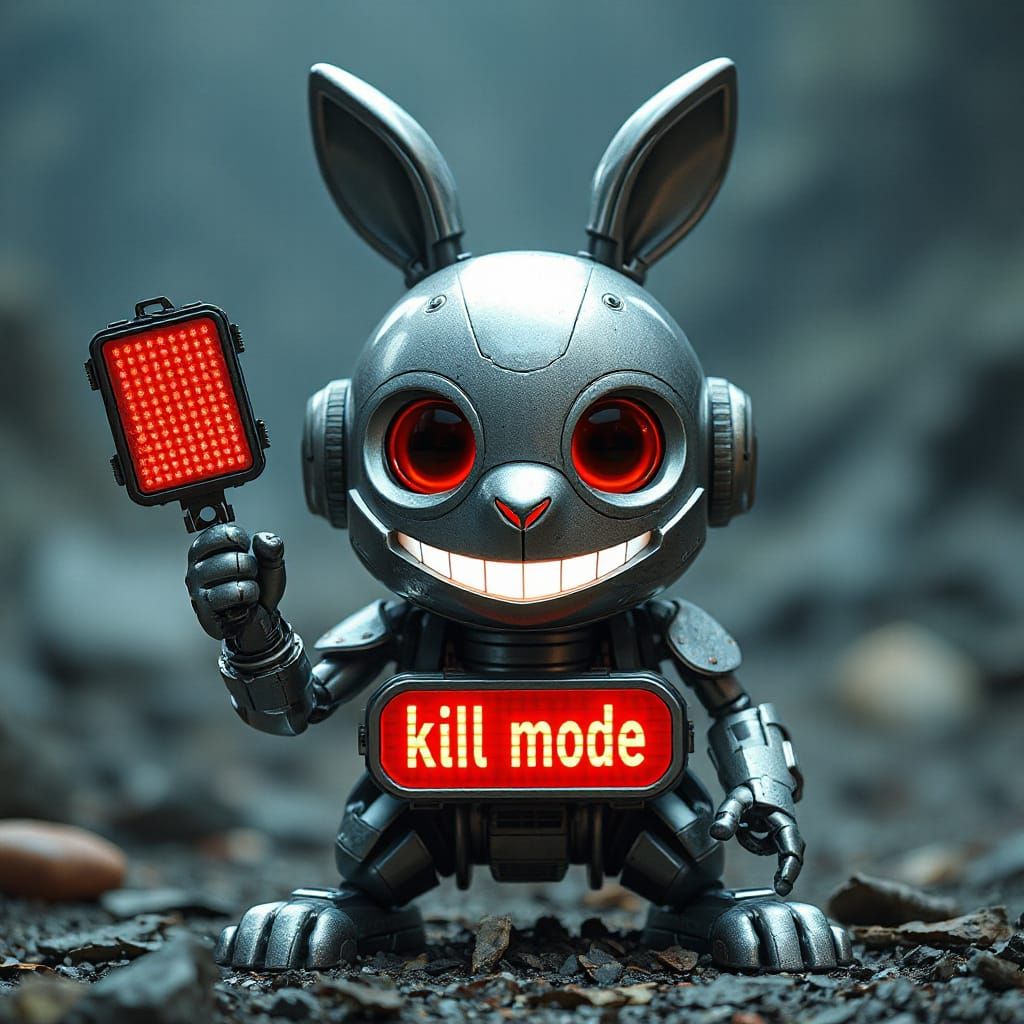 Cute Robot Bunny in Kill Mode: Unreal Engine 5 Render