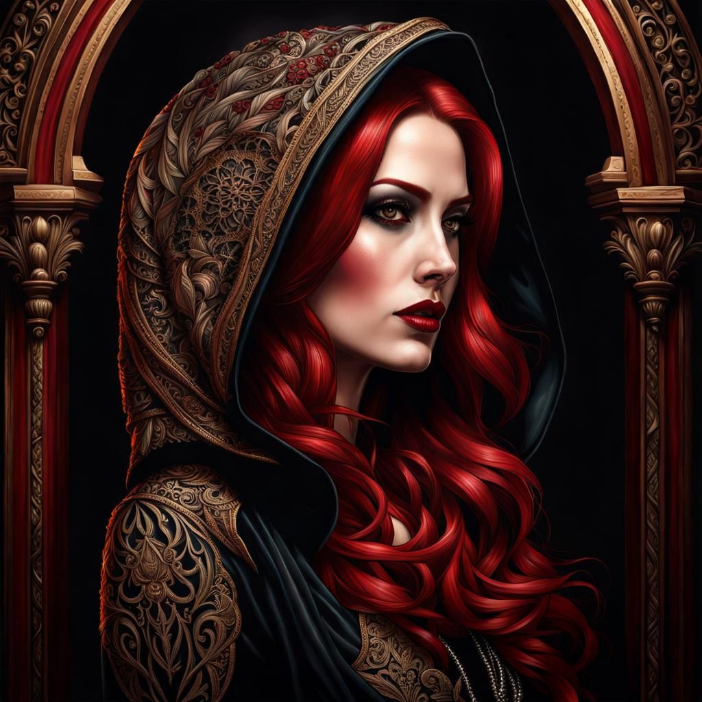 Gothic Woman Portrait with Red Hair