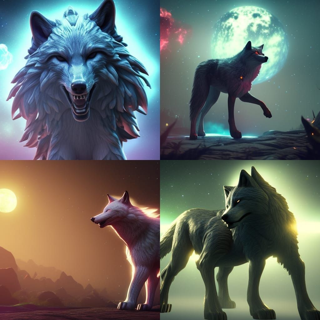 Epic Galaxy Wolf in 3D Cinematic Style