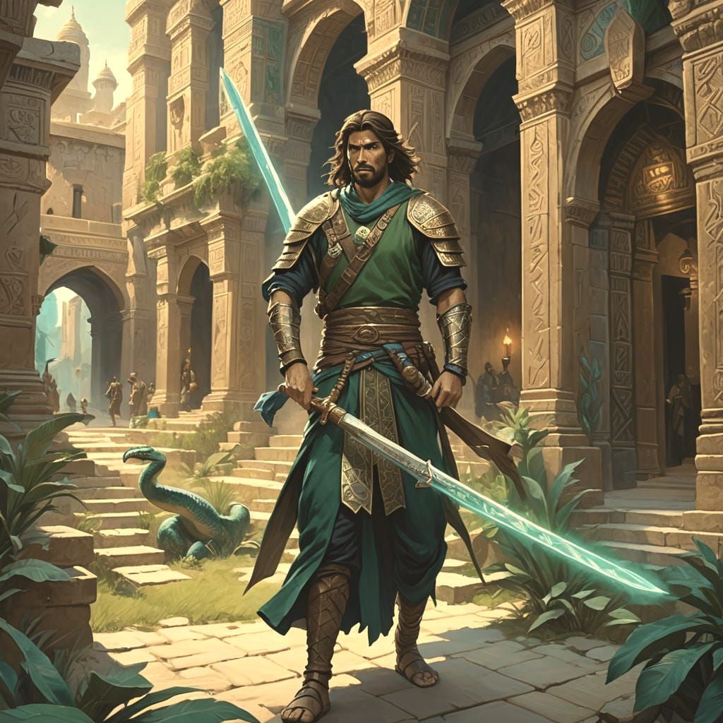 Sangith Enters Babylon as King, Fantasy Painting