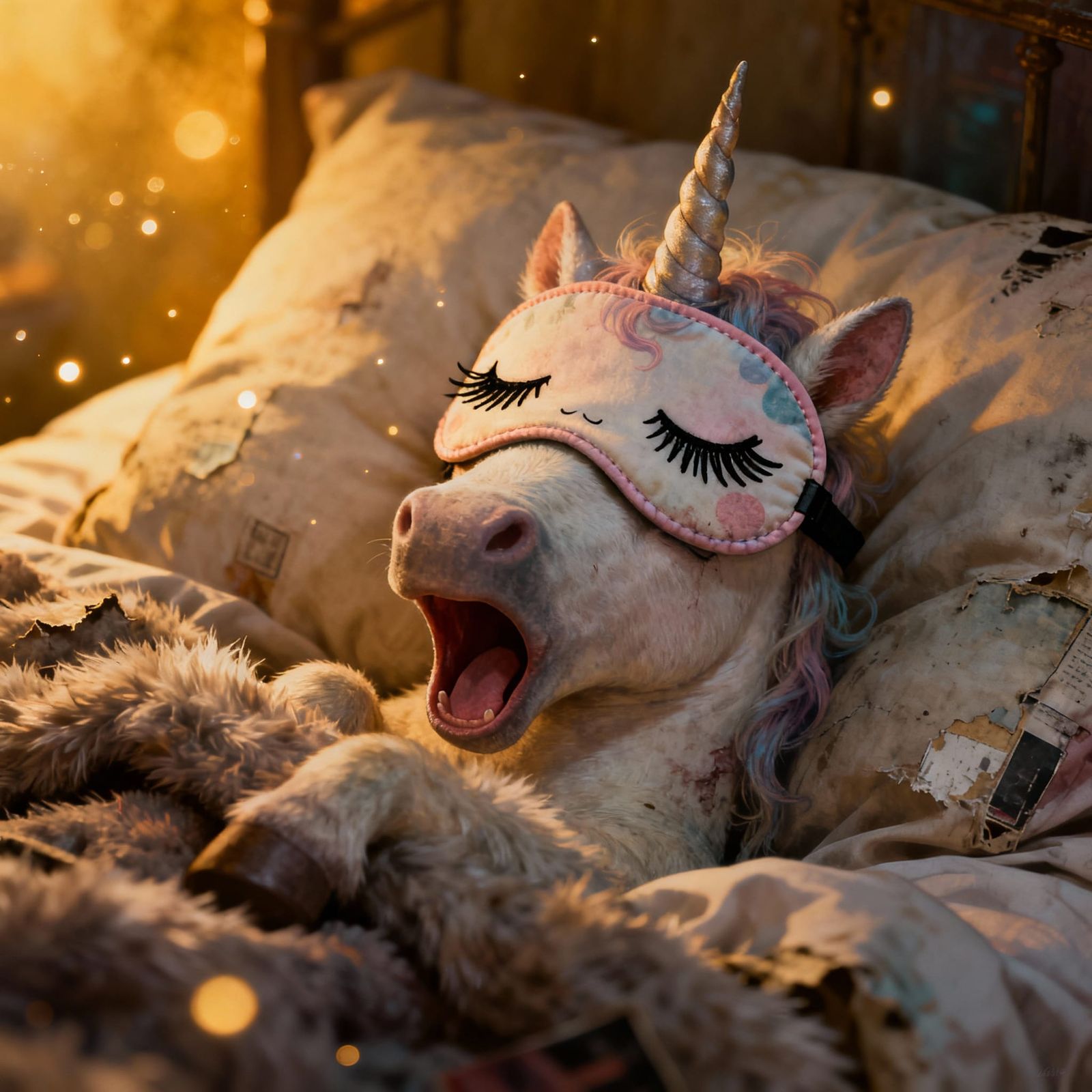 Cute Unicorn Sleeps Peacefully in Cozy Bed