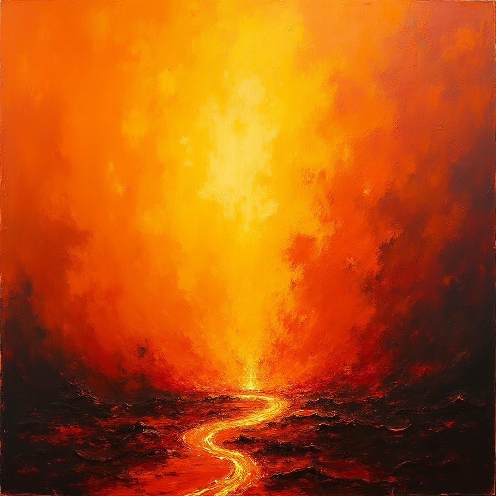 Vibrant Inferno in Abstract Expressionist Style