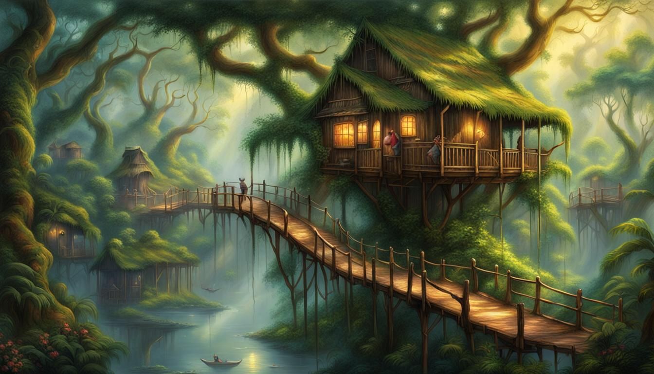 Ethereal Treehouses in Amazon Rainforest Canopy