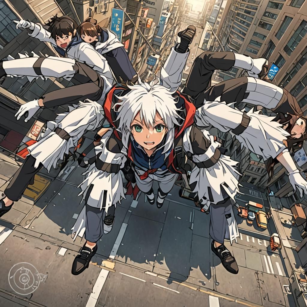 Anime Spider Crawling Through Cityscape