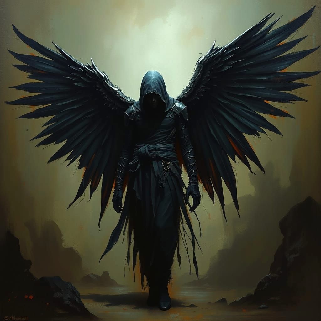 Dark Angel Oil Painting in Giger Style