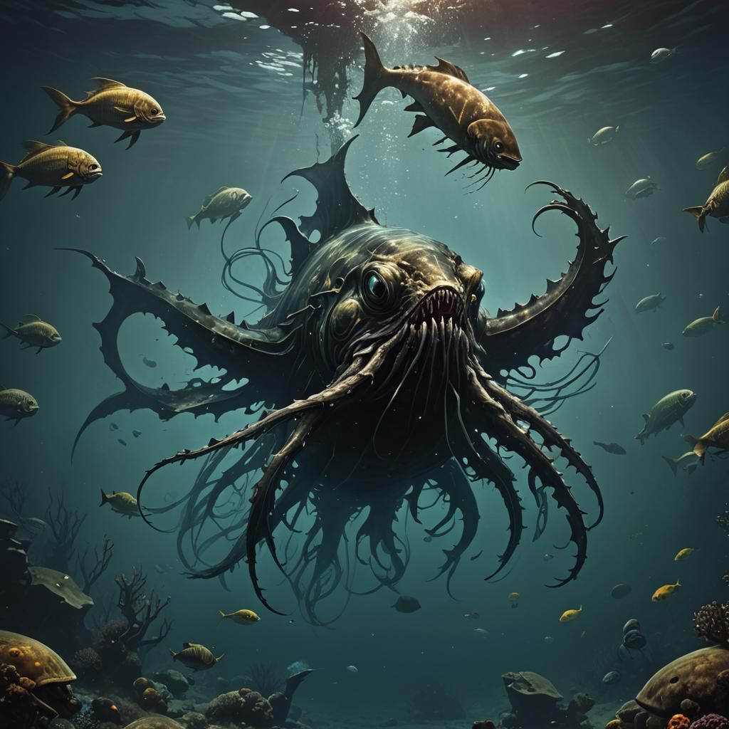 Sinister Deep Underwater Sea Scene