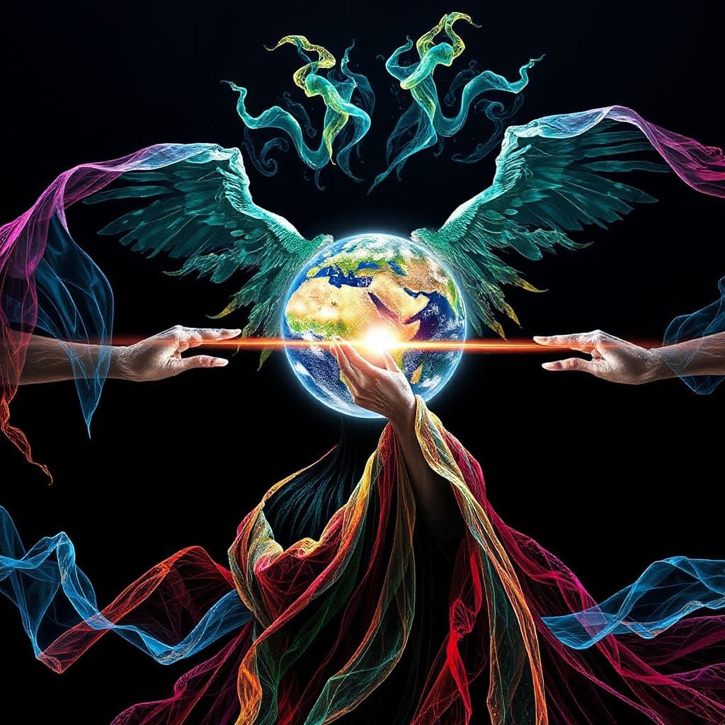 Mother Earth Refracts Light Through Prism: Digital Art