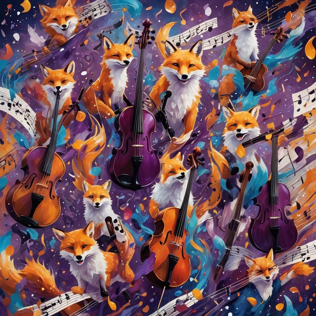 Musical Notes Symphony in Hyperrealistic Splash Art