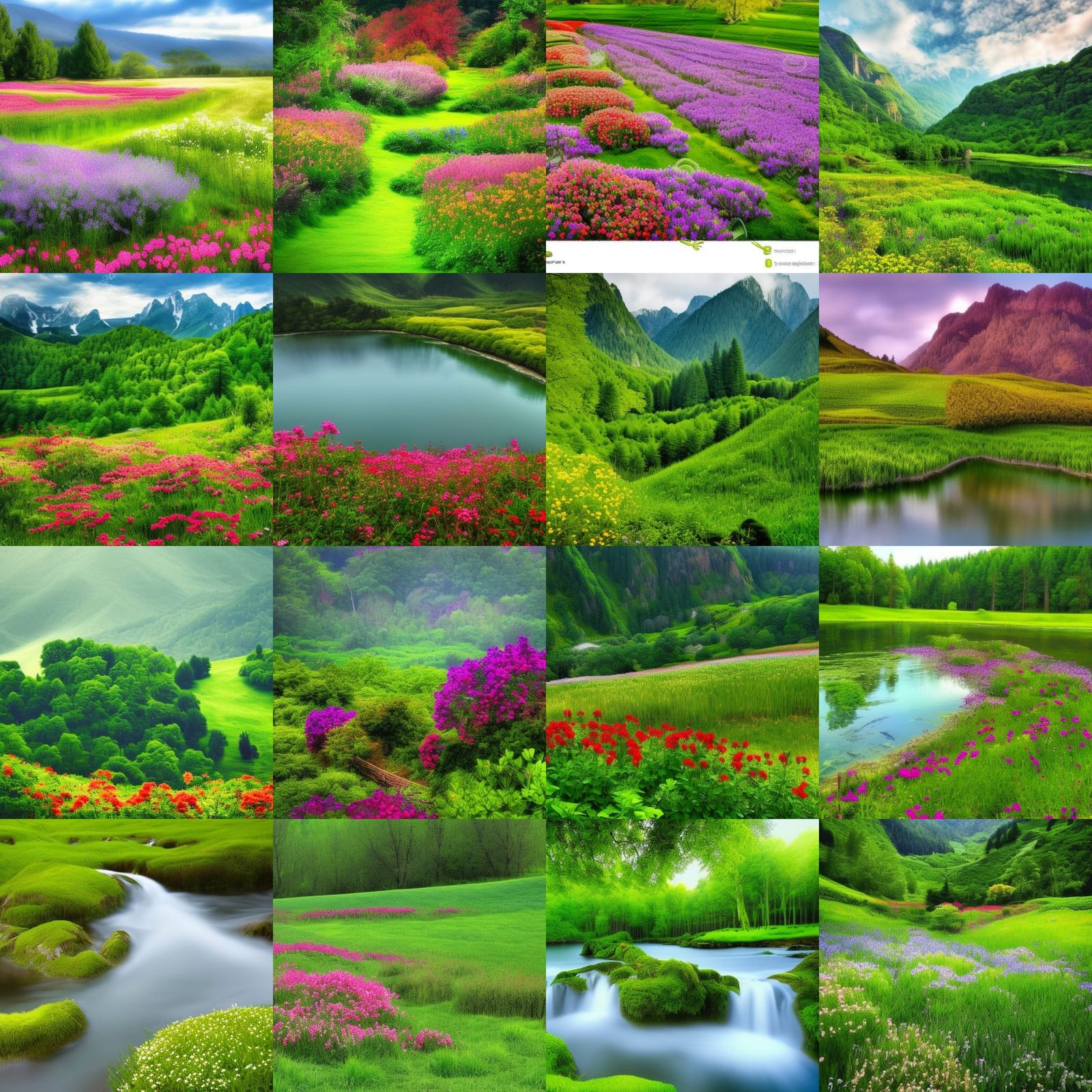 Majestic Green Floral Landscape
