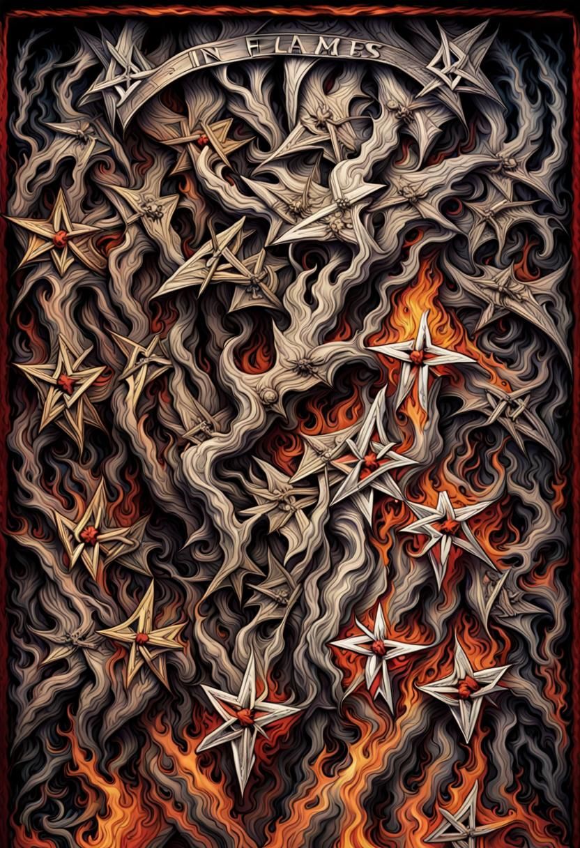 Burning Iron Cross and Maltese Cross