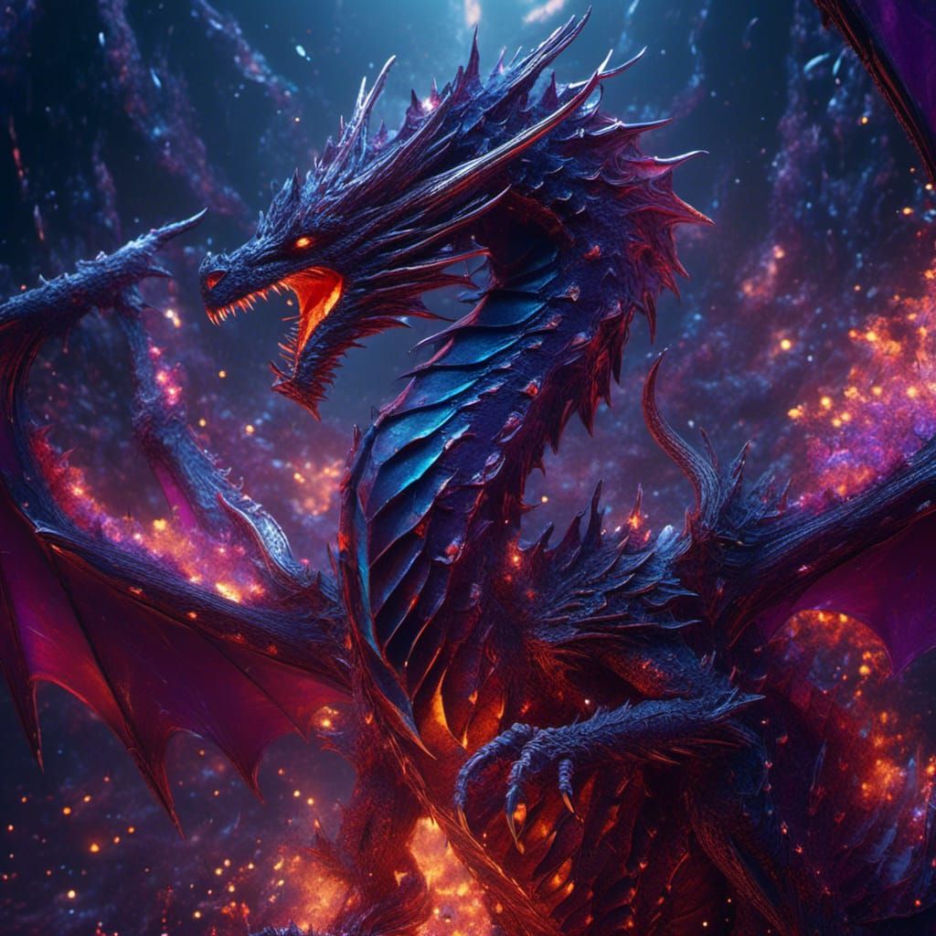 Fire and Ice Dragons in Dark Fantasy Style