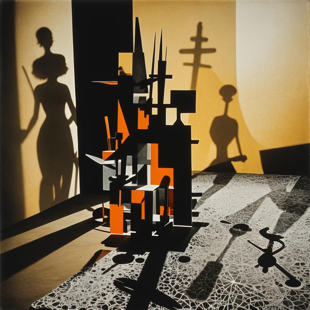 Abstract Rayograph Photogram in Solarized Black and White