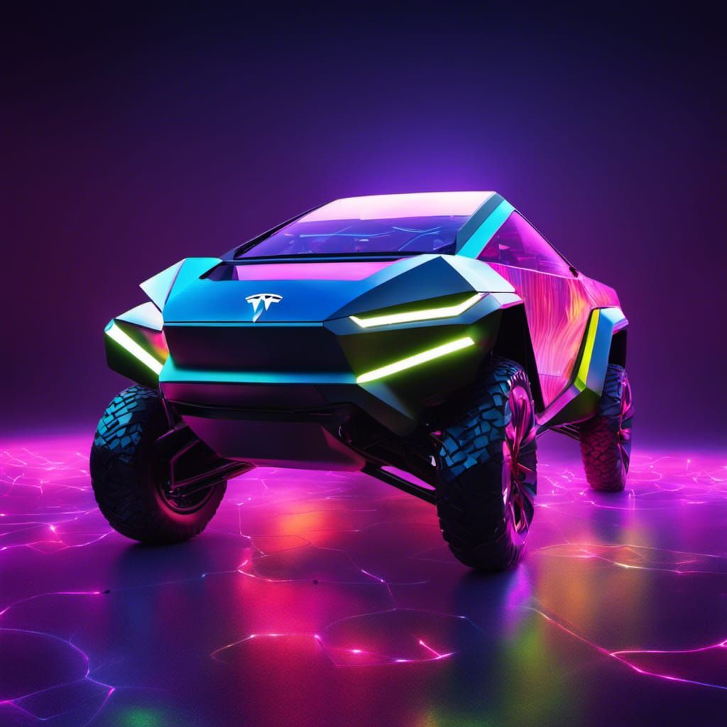 Mythical Tesla Cybertruck in Hand-Drawn Art