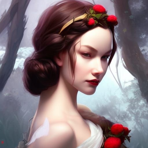 Snow White Portrait in Art Nouveau Style