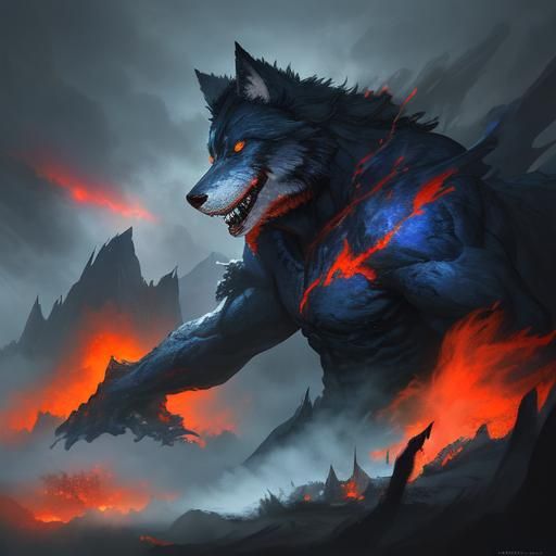 Raging Wolf in Mystical Forest: Fantasy Art