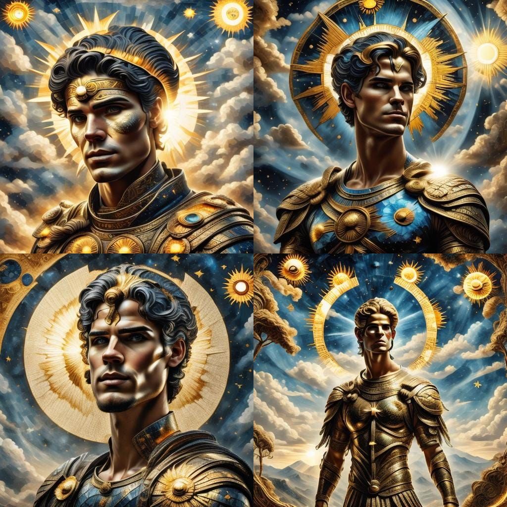 Apollo, God of the Sun, in Majestic Roman Landscape