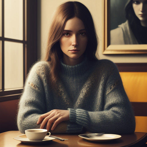 Intimate Portrait of a Petite Woman in a White Mohair Sweate...