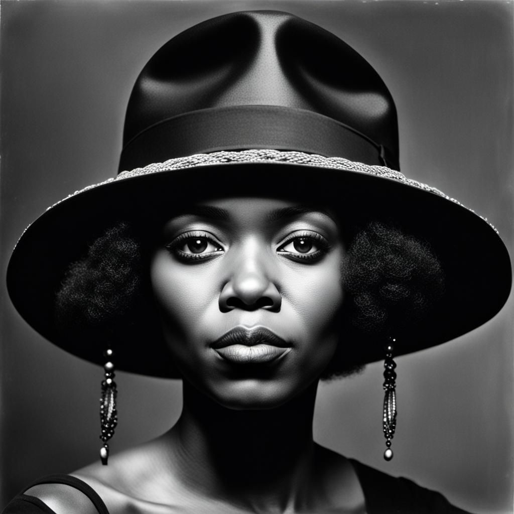 Abstract Portrait of Woman in Hat