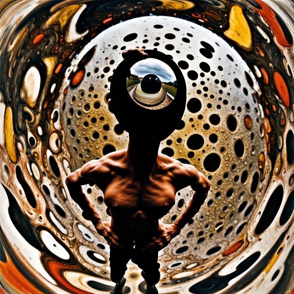 Abstract Humanoid in Fisheye Lens, Surrealist Style