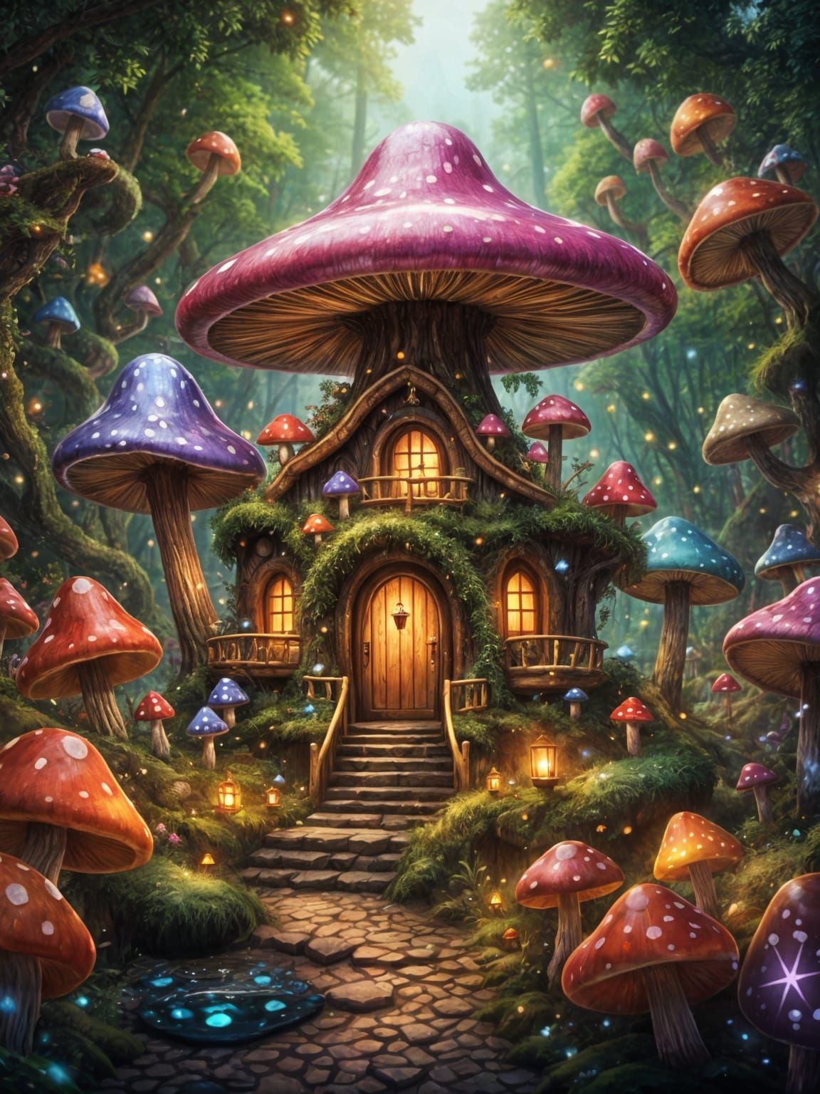 Cozy Mushroom House in Enchanted Forest