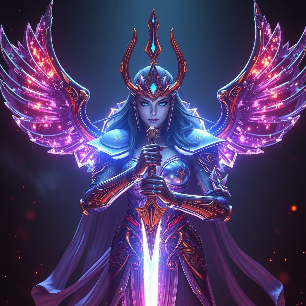 Athena: Sci-Fi Goddess of War with Magic Sword