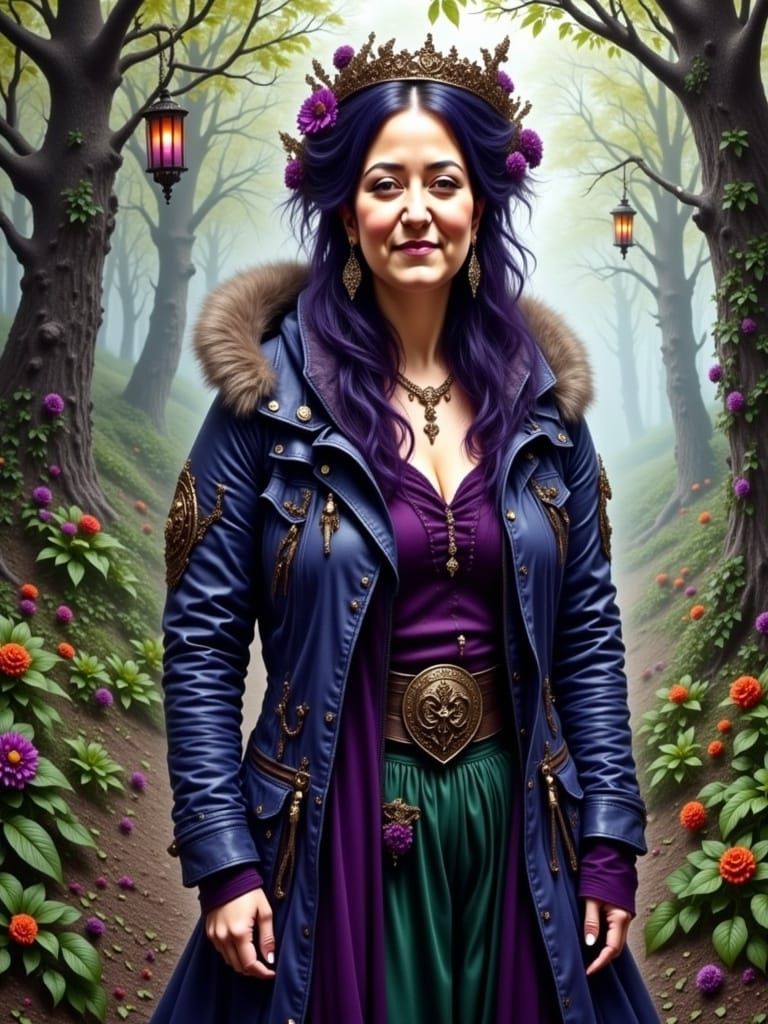 Surreal Purple and Green Figure in Digital Art