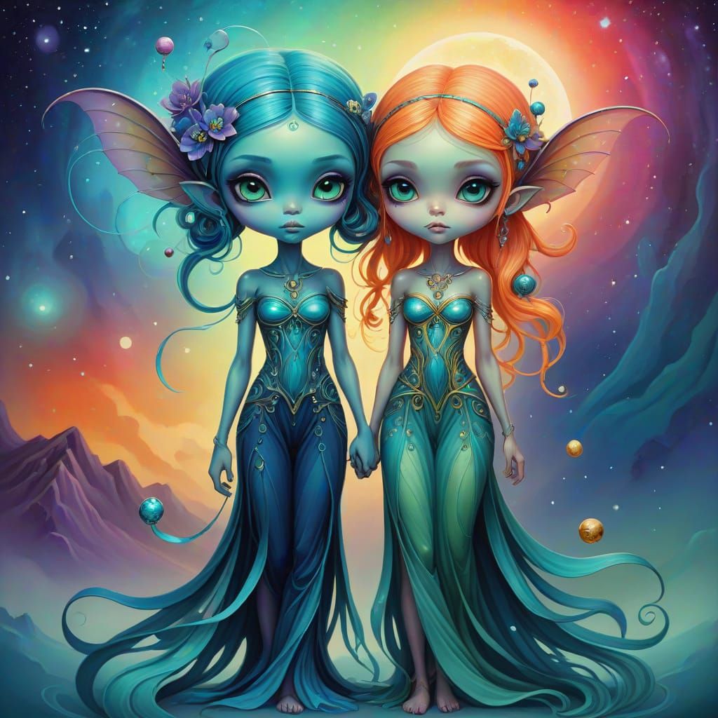 Mystical Whimsical Alien Sprite in Vibrant HDR Fairytale Sce...